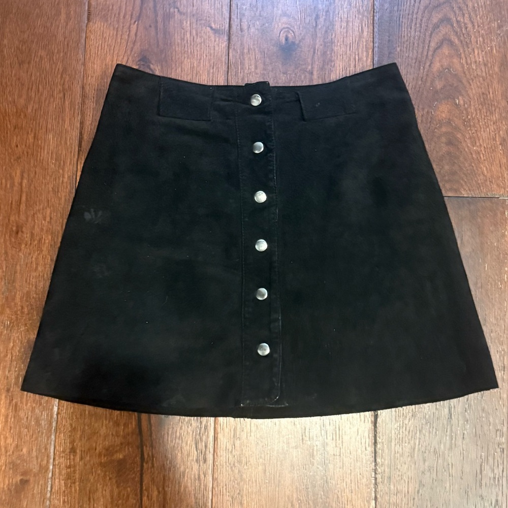 ZARA WOMENS SUEDE MINI SKIRT, SIZE SMALL, BLACK